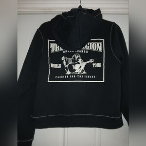 True Religion Full Zip Classic Hoodie Big T Stitching Graphic Y2K Women’s Size L